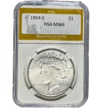 1924-S Peace Dollar PGA MS64 SILVER