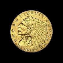 1908 Indian Head $2.5 Gold Quarter Eagle HIGH GRADE