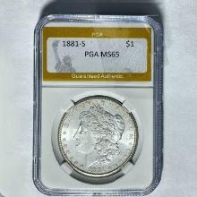 1881-S Morgan Silver Dollar PGA MS65