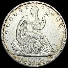 1858-O Silver Seated Liberty Half Dollar CLOSELY UNCIRCULATED