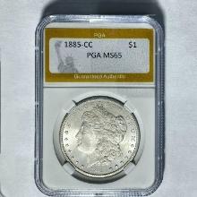 1885-CC Morgan Silver Dollar PGA MS65