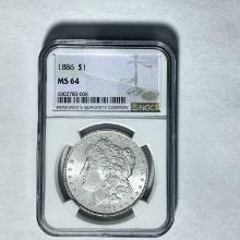1886 Morgan Dollar NGC MS64 SILVER