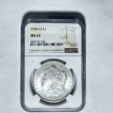 1904 O Morgan Dollar NGC MS 63 SILVER