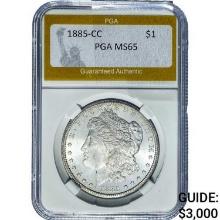 1885-CC Morgan Silver Dollar PGA MS65