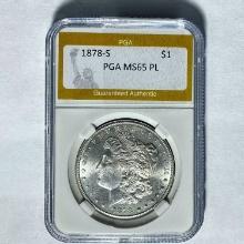 1878-S Morgan Silver Dollar PGA MS65 PL