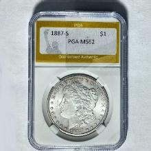 1887-S Morgan Silver Dollar PGA MS62