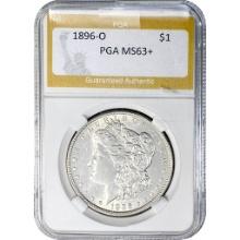 1896-O Morgan Silver Dollar PGA MS63+