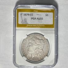 1879-CC Morgan Silver Dollar PGA AU55