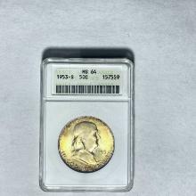 1953-S Franklin Half Dollar ANACS MS64