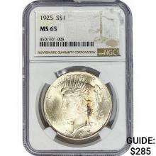 1925 Silver Peace Dollar NGC MS65
