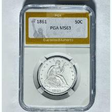 1861 Seated Liberty Half PGA MS63