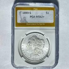 1890-S Morgan Silver Dollar PGA MS62+