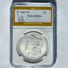 1887-O Morgan Silver Dollar PGA MS63+