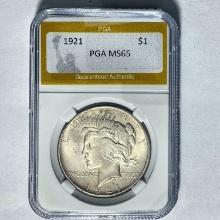 1921 Silver Peace Dollar PGA MS65