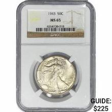 1943 Walking Liberty Half Dollar NGC MS65