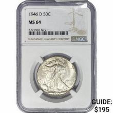 1946-D Walking Liberty Half Dollar NGC MS64