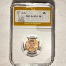 1920 Wheat Cent PGA MS66 RED