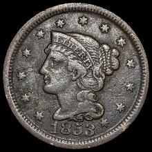 1853 Braided Hair Large Cent LIGHTLY CIRCULATED
