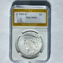 1925-S Silver Peace Dollar PGA MS63
