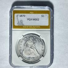 1870 Seated Liberty Dollar PGA MS62