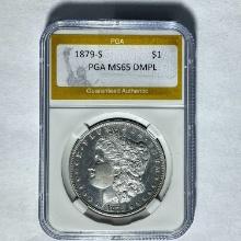 1879-S Morgan Silver Dollar PGA MS65 DMPL