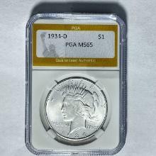 1934-D Silver Peace Dollar PGA MS65