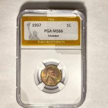 1937 Lincoln Wheat Cent PGA MS66