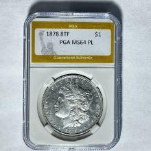 1878 8TF Morgan Silver Dollar PGA MS64 PL