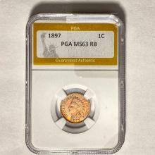 1897 Indian Head Cent PGA MS63 RB