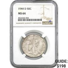 1944-D Walking Liberty Half Dollar NGC MS64