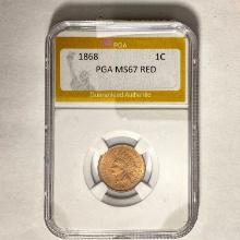 1868 Indian Head Cent PGA MS67 RED