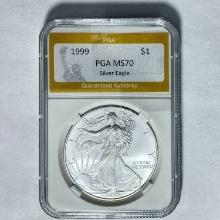 1999 $1 Silver Eagle PGA MS70