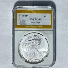 1999 $1 Silver Eagle PGA MS70