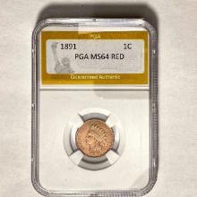 1891 Indian Head Cent PGA MS64 RED