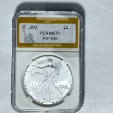 1999 $1 Silver Eagle PGA MS70