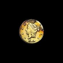 1853 Gold $1 Liberty Head Type 1 CLOSELY UNCIRCULATED
