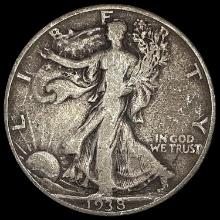 1938-D Silver Walking Liberty Half Dollar LIGHTLY CIRCULATED