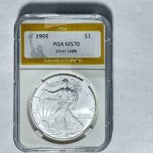 1999 $1 Silver Eagle PGA MS70