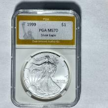 1999 $1 Silver Eagle PGA MS70