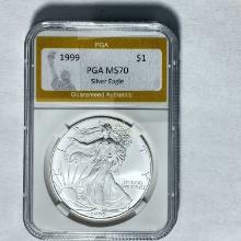 1999 $1 Silver Eagle PGA MS70
