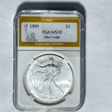 1999 $1 Silver Eagle PGA MS70