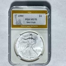 1999 $1 Silver Eagle PGA MS70
