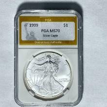 1999 $1 Silver Eagle PGA MS70