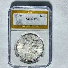 1891 Morgan Silver Dollar PGA MS65
