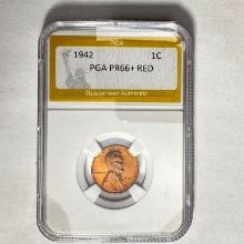 1942 Lincoln Wheat Cent PGA PR66+ RED
