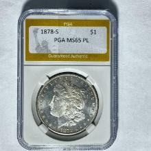 1878-S Morgan Silver Dollar PGA MS65 PL