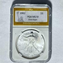 1992 $1 Silver Eagle PGA MS70