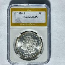 1880-S Morgan Silver Dollar PGA MS65 PL