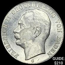 1914-G Boden Silver 3 reichsmark UNCIRCULATED