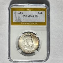 1950 Franklin Half Dollar PGA MS65 FBL